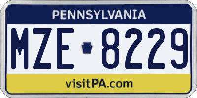 PA license plate MZE8229