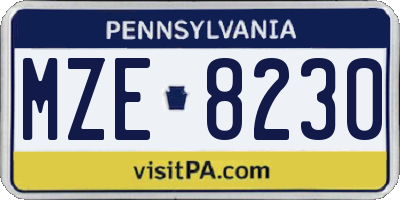 PA license plate MZE8230