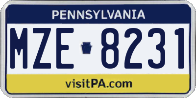 PA license plate MZE8231
