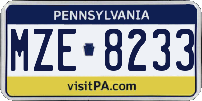 PA license plate MZE8233