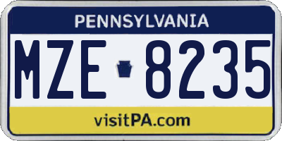 PA license plate MZE8235