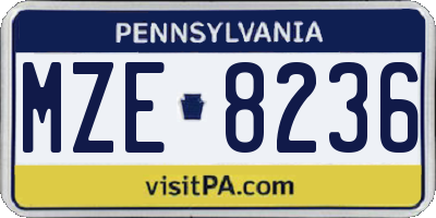 PA license plate MZE8236