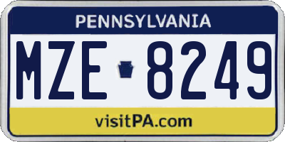 PA license plate MZE8249