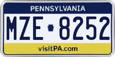 PA license plate MZE8252