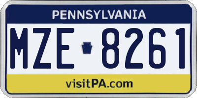 PA license plate MZE8261