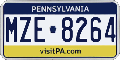 PA license plate MZE8264