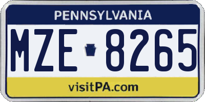 PA license plate MZE8265