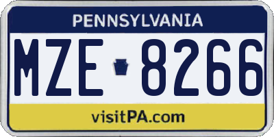 PA license plate MZE8266