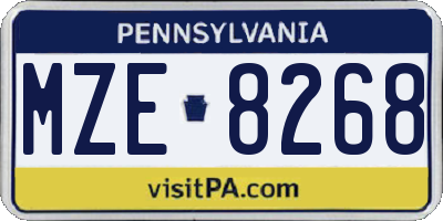 PA license plate MZE8268
