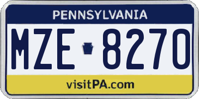 PA license plate MZE8270