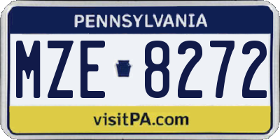 PA license plate MZE8272