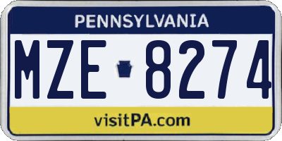 PA license plate MZE8274