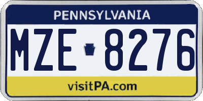 PA license plate MZE8276