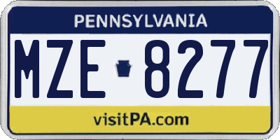 PA license plate MZE8277