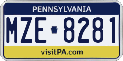 PA license plate MZE8281