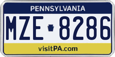 PA license plate MZE8286