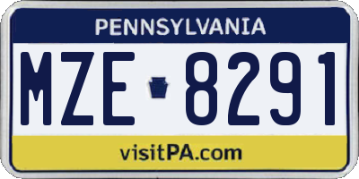 PA license plate MZE8291