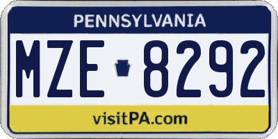 PA license plate MZE8292