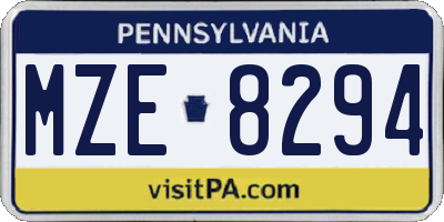 PA license plate MZE8294