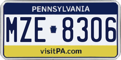 PA license plate MZE8306