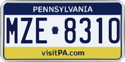 PA license plate MZE8310