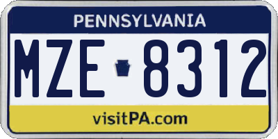 PA license plate MZE8312