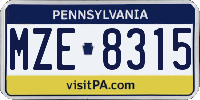 PA license plate MZE8315