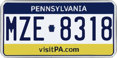 PA license plate MZE8318