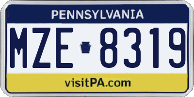 PA license plate MZE8319