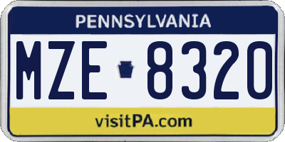 PA license plate MZE8320