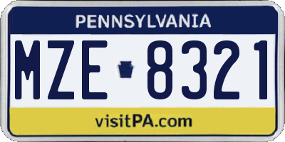 PA license plate MZE8321