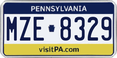 PA license plate MZE8329