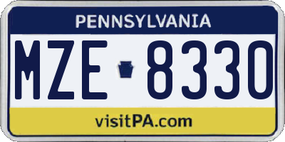 PA license plate MZE8330