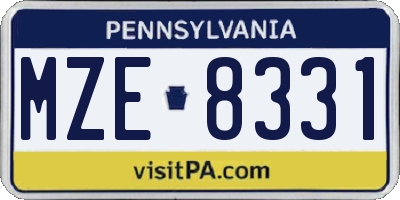 PA license plate MZE8331