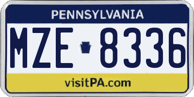 PA license plate MZE8336