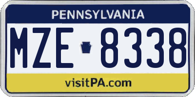 PA license plate MZE8338