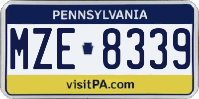 PA license plate MZE8339