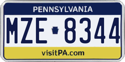 PA license plate MZE8344