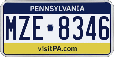 PA license plate MZE8346