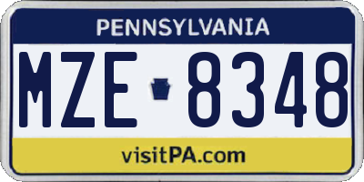 PA license plate MZE8348