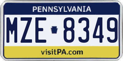 PA license plate MZE8349