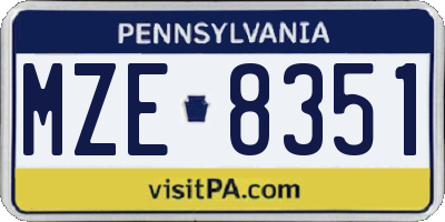 PA license plate MZE8351