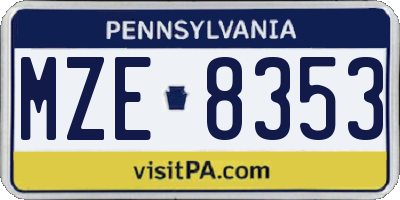 PA license plate MZE8353