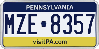 PA license plate MZE8357