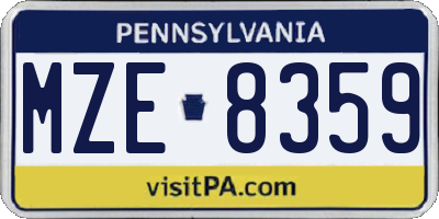 PA license plate MZE8359