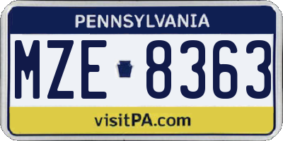 PA license plate MZE8363