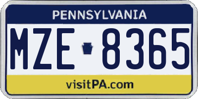 PA license plate MZE8365