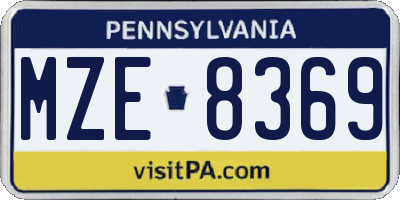 PA license plate MZE8369