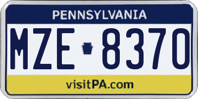PA license plate MZE8370