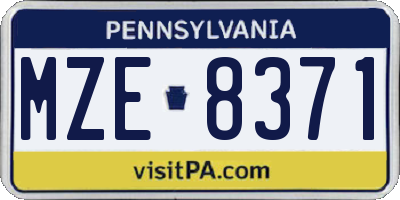 PA license plate MZE8371